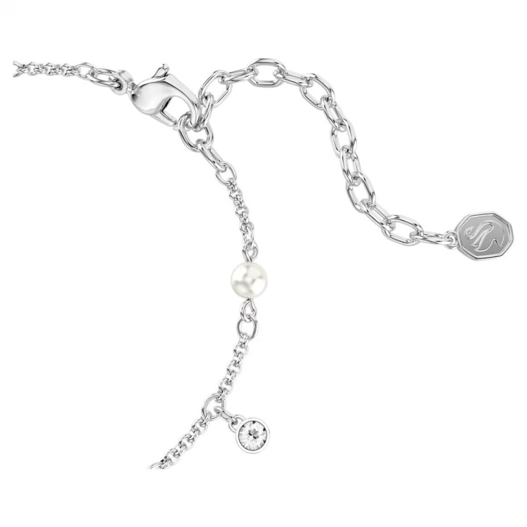Imber bracelet Crystal pearl, Round cut, White, Rhodium plated